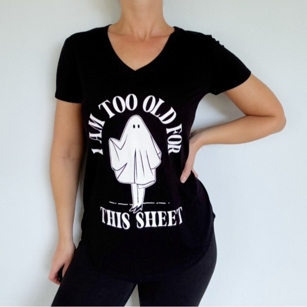 Celebrate Together I’m Too Old for this Sheet black ghost graphic tee small